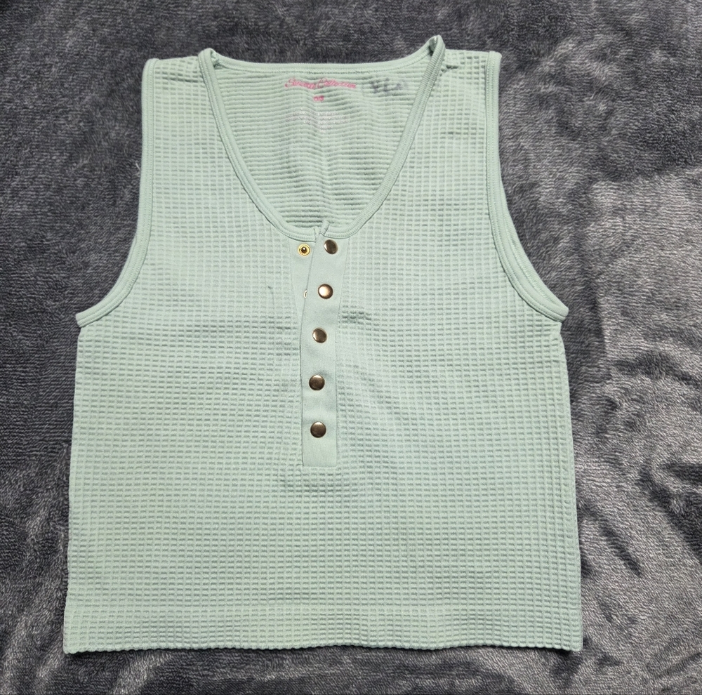 Light Green Buttoned Tank Top